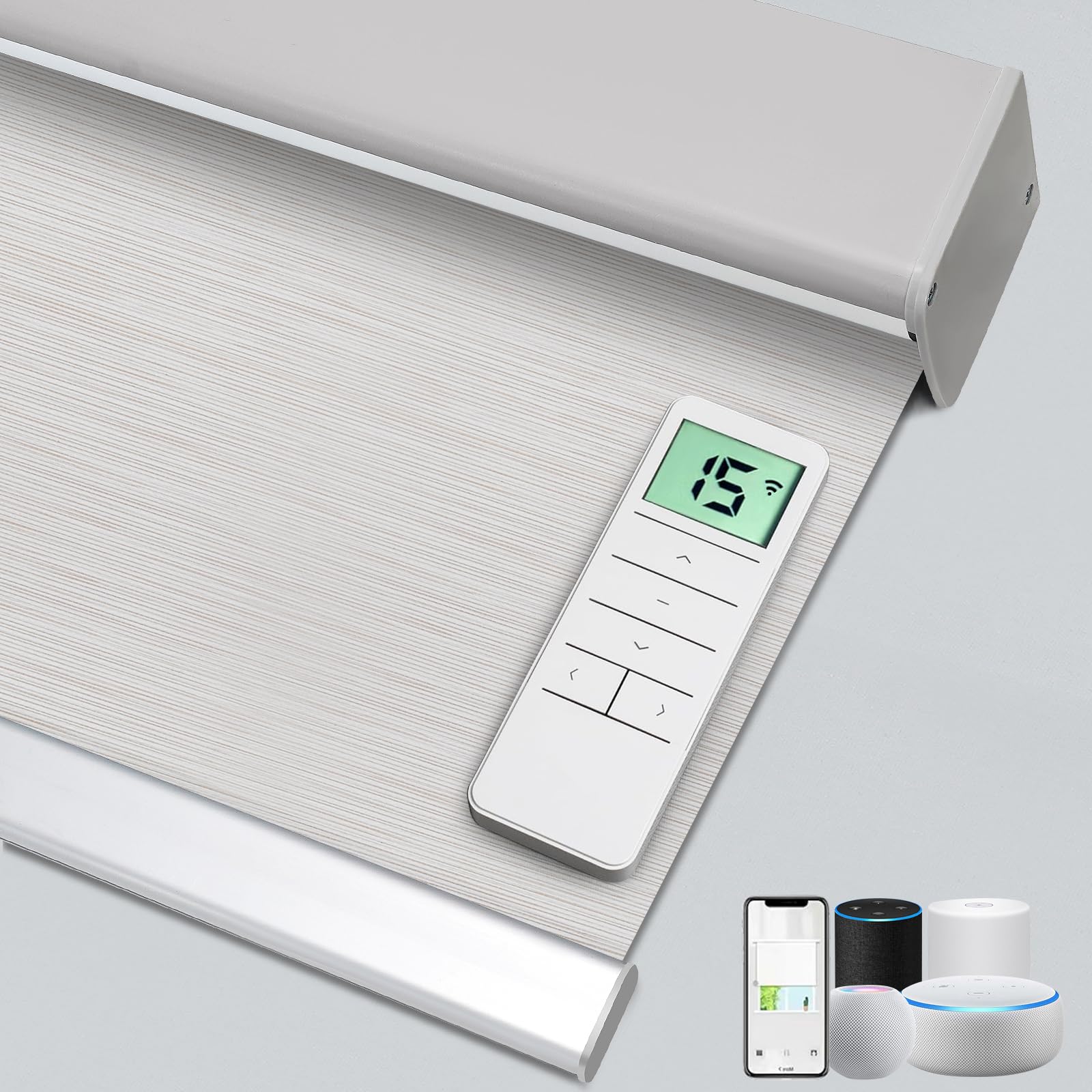 Motorized 100% Blackout Roller Shades – Custom Smart Blinds with Remote Control, Rechargeable Battery or Plug-in Motor, Tuya WiFi Optional, Home &