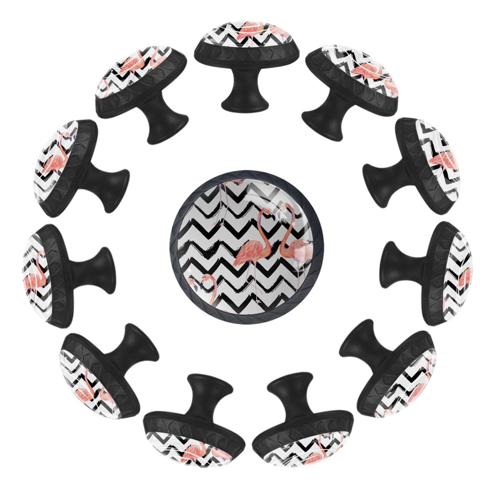 Boutons de tiroir de 35 mm avec motif flamant rose pour commode et salle de jeux
