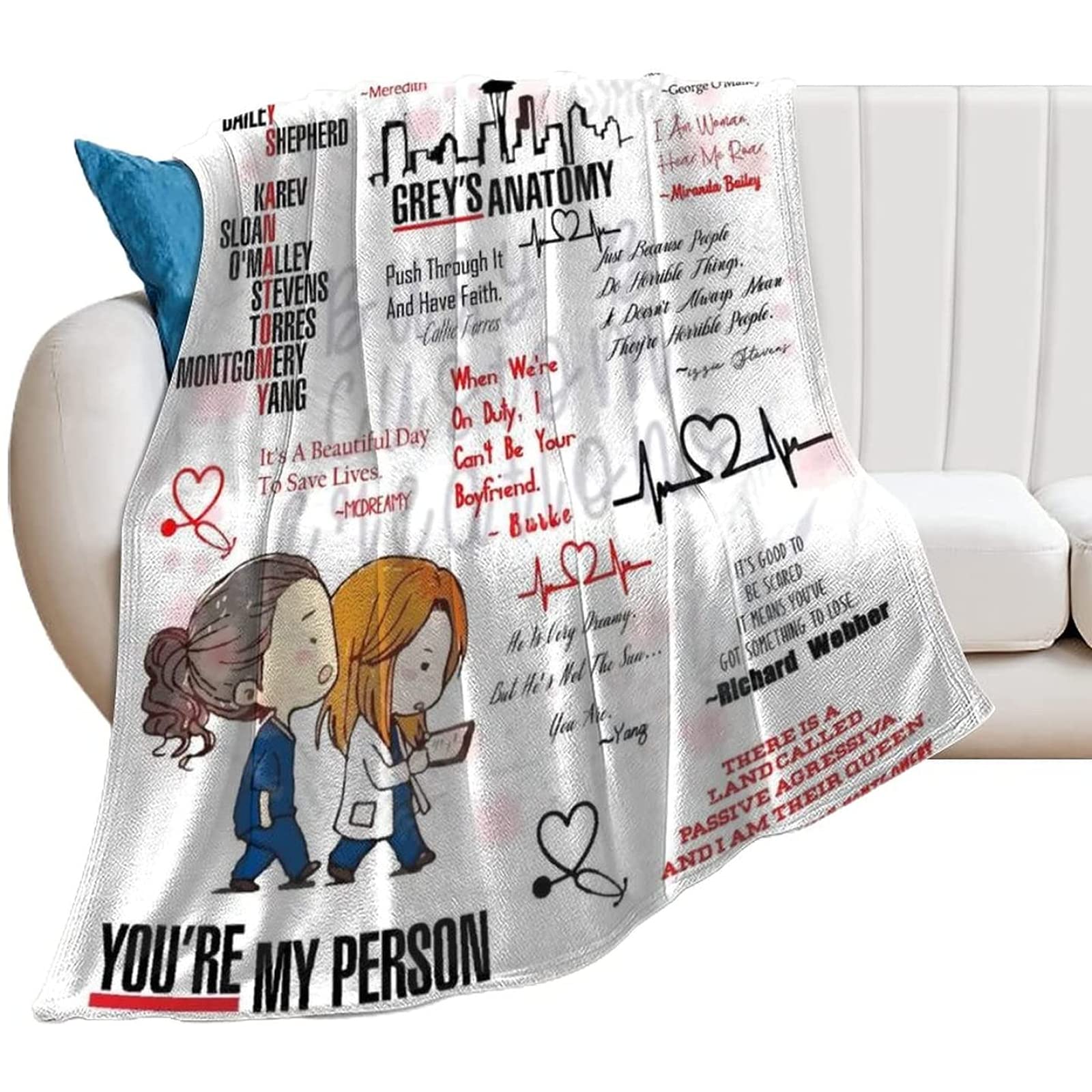 Awamtn Greys Anatomy Printed Soft Wool Blanket Mattress Sofa