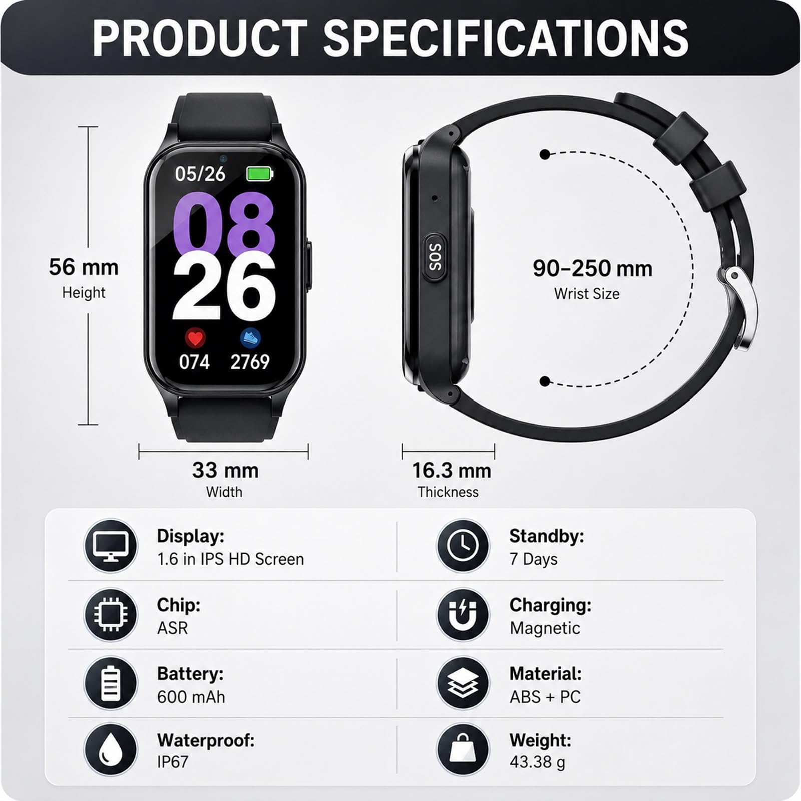 Montre Connectée GPS 4G pour Démence Seniors avec Bouton SOS et Podomètre | Appels Vidéos, Suivi Cardiaque, Alarme de Zone de Sécurité Geofence, Étanche IP67, Gestion via Application(Gold)