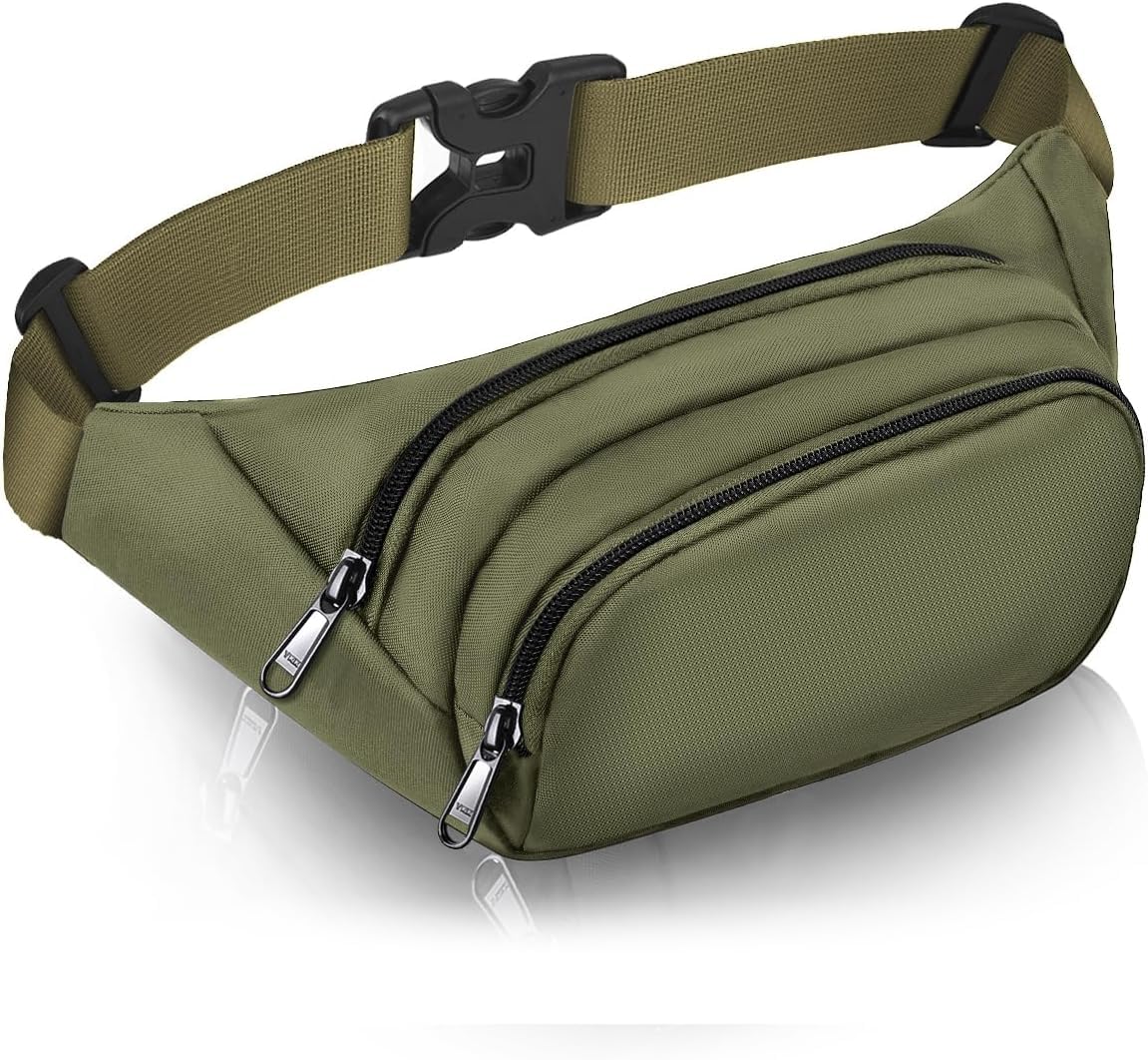 Bumbags Fanny Packs for Women Men,Large Capacity Waist Pack 3 Pockets - Waterproof Expandable Running Belt Fits MAX 7.9'' iPad & 6.6'' Phone -Gift Bum Bag for Sport Travel Hiking Cycling