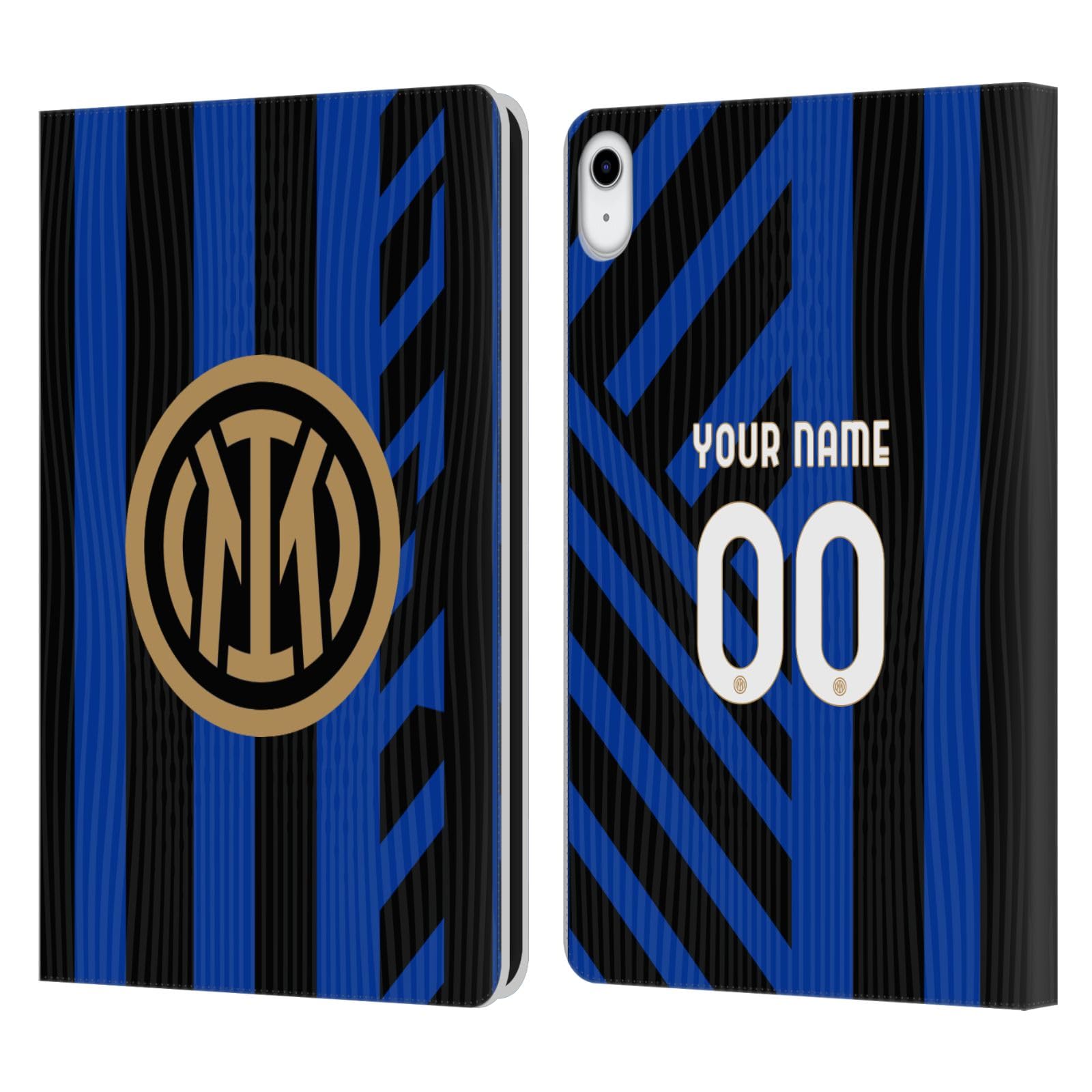 Head Case Designs Officially Licensed Custom Customized Personalized Inter Milan Home 2024/25 Kit Leather Book Wallet Case Cover Compatible with Apple iPad 10.9 (2022)
