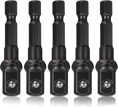 Paquete de 5 adaptadores de enchufe de impacto de 38, kit de adaptadores de unidad de 14 a 38, adaptador de impacto de vástago hexagonal, adaptador