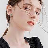 Vista 87 de Jade Earrings Studs,Green Jade Earrings for Women,925 Sterling Silver Earrings Studs for Sensitive Ears,Handmade Jade Earrings for Birthday