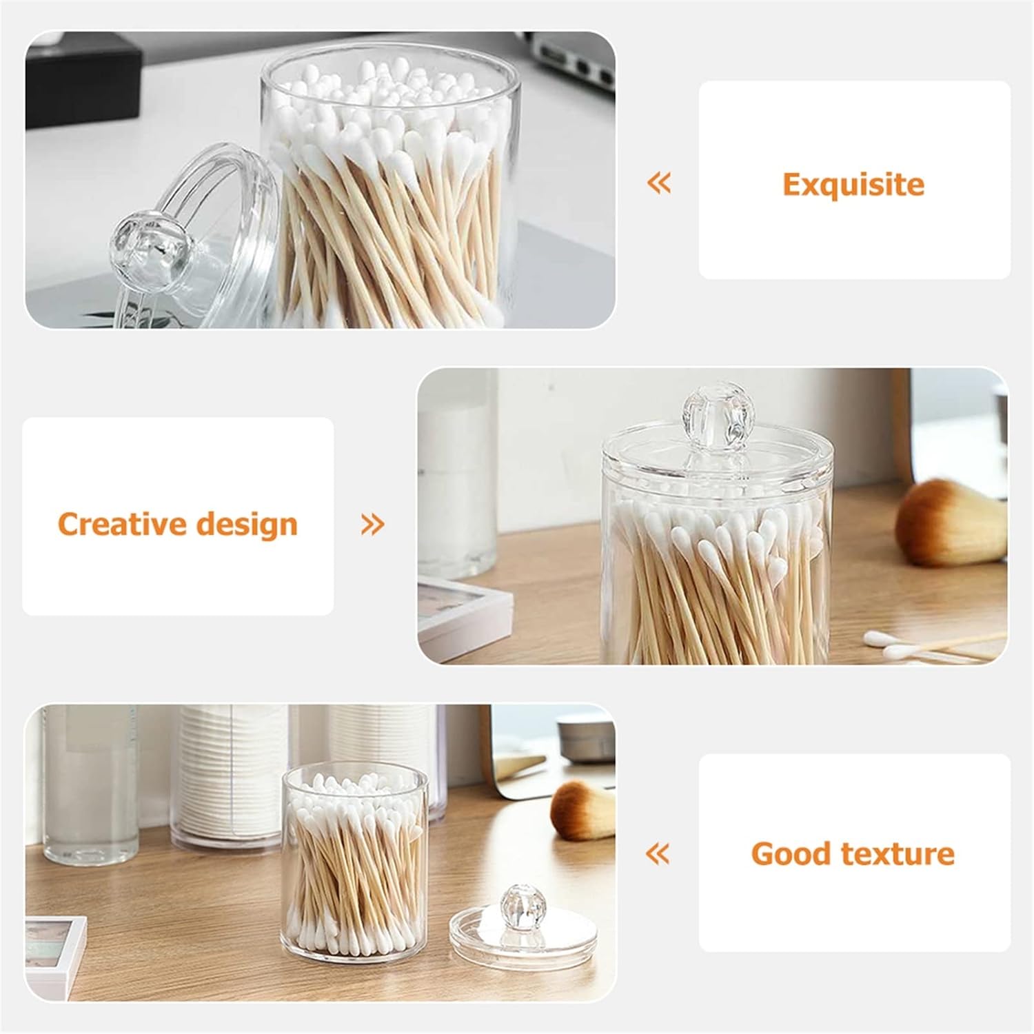 Toothpick Holder Cotton Holder Organizerjar Dispenser Apothecary Jars Pad Storage Round Floss Lids Makeup Container Toothpick Organizer