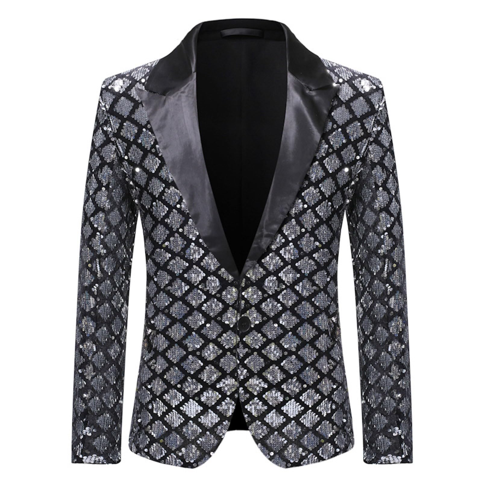 Costume Cosplay Giacca Uomo Brillante Casual Slim Fit Giacca Risvolto Elegante Blazer Costume Di Spettacolo Di Scena Giacca Fit Costume per Matrimonio Festa Cosplay Discoteca Party Club Carnevale