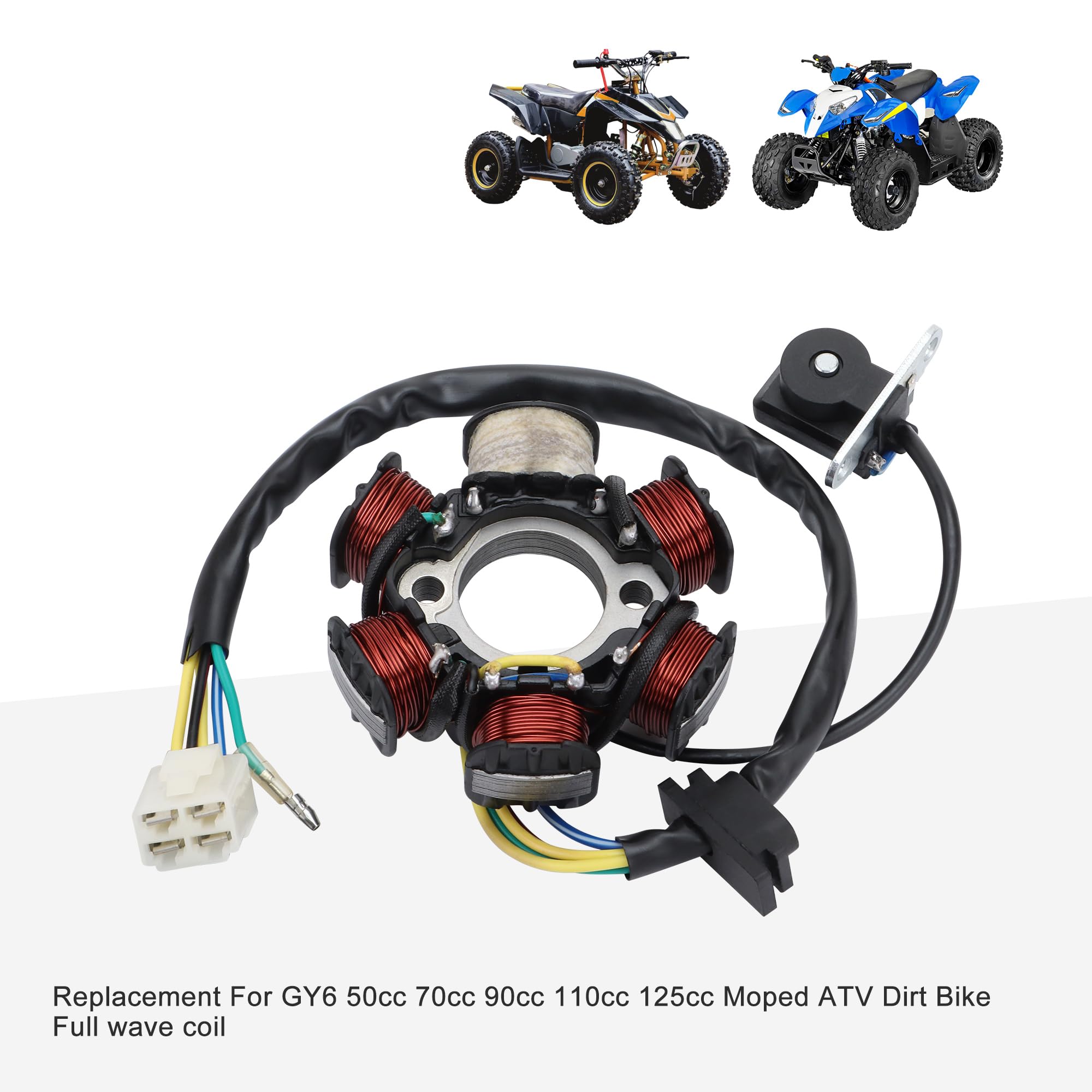 GOOFIT Generador de Encendido de Magnetoestador de 6 Bobinas Reemplazo para GY6 50cc 70cc 90cc 110cc 125cc Motocicleta ATV Bicicleta de Suciedad Bobina de Onda Completa