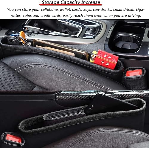 Miniatura 5 de Relleno universal para asiento de automóvil, organizador de asiento de automóvil de piel sintética, para asientos delanteros, consola lateral, caja