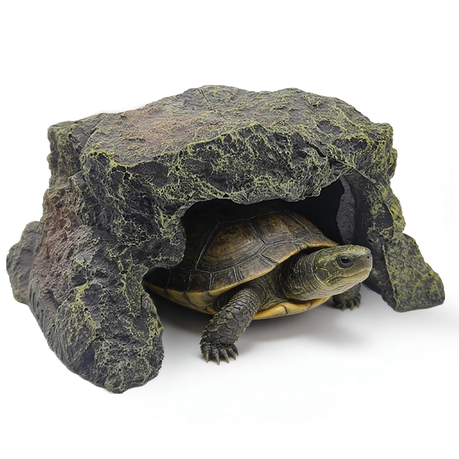 BNOSDM Reptile Hideout Rock,Tortoise Hide Cave,Resin Rock,Lizards Hideaway,Turtle Basking Platform,Reptiles Habitat Decor Tank Accessories for Bearded