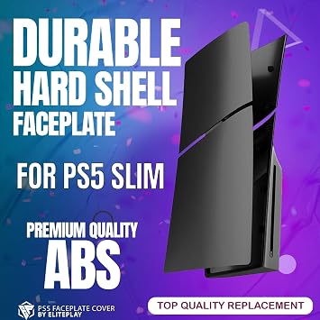 ElitePlay Black PS5 Slim Faceplates Cover Case Replacement Plate Shell Matte Black Accessories for Playstation 5 Slim Model Disc Edition