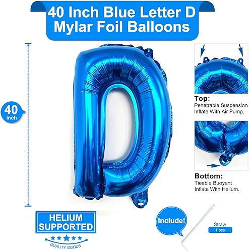 Miniatura 2 de Lovoir Globos grandes de 40 pulgadas con la letra D azul, globo de helio de aluminio de Mylar de gran tamaño para decoración de fiesta de