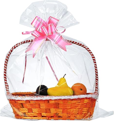 Paquete de 50 bolsas grandes de celofán de 24 x 30 pulgadas, para cestas de regalo de celofán transparente, extra grandes de 2.3 mil de grosor para