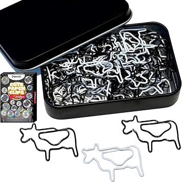 Cute Paper Clips, 50PCS Cow Shaped Paper Clips Animal Bookmarks