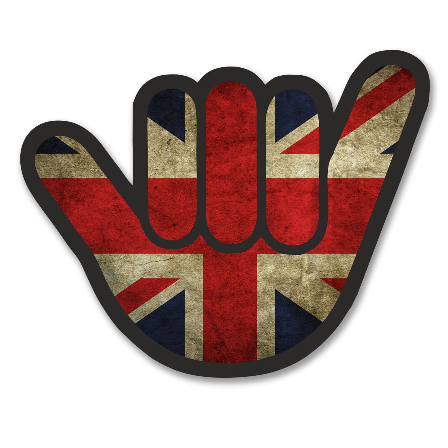 2 x 10cm Union Jack Flag Shocker Hand Vinyl Sticker Decal Travel Car Bike #6176 (10cm Wide x 8cm Tall)