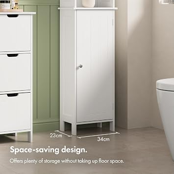 VonHaus, Tall Bathroom Cabinet | White, Colonial Style, Pantry
