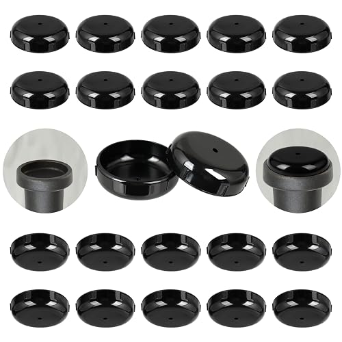 Wrought Iron Patio Furniture Feet Caps - Furnigear 1-1/2" Round Plastic Outdoor Chair Leg Caps, Floor Protectors for Metal Chairs & Tables, Patio Furniture Replacement Rubber Feet (24 Pack, Black)