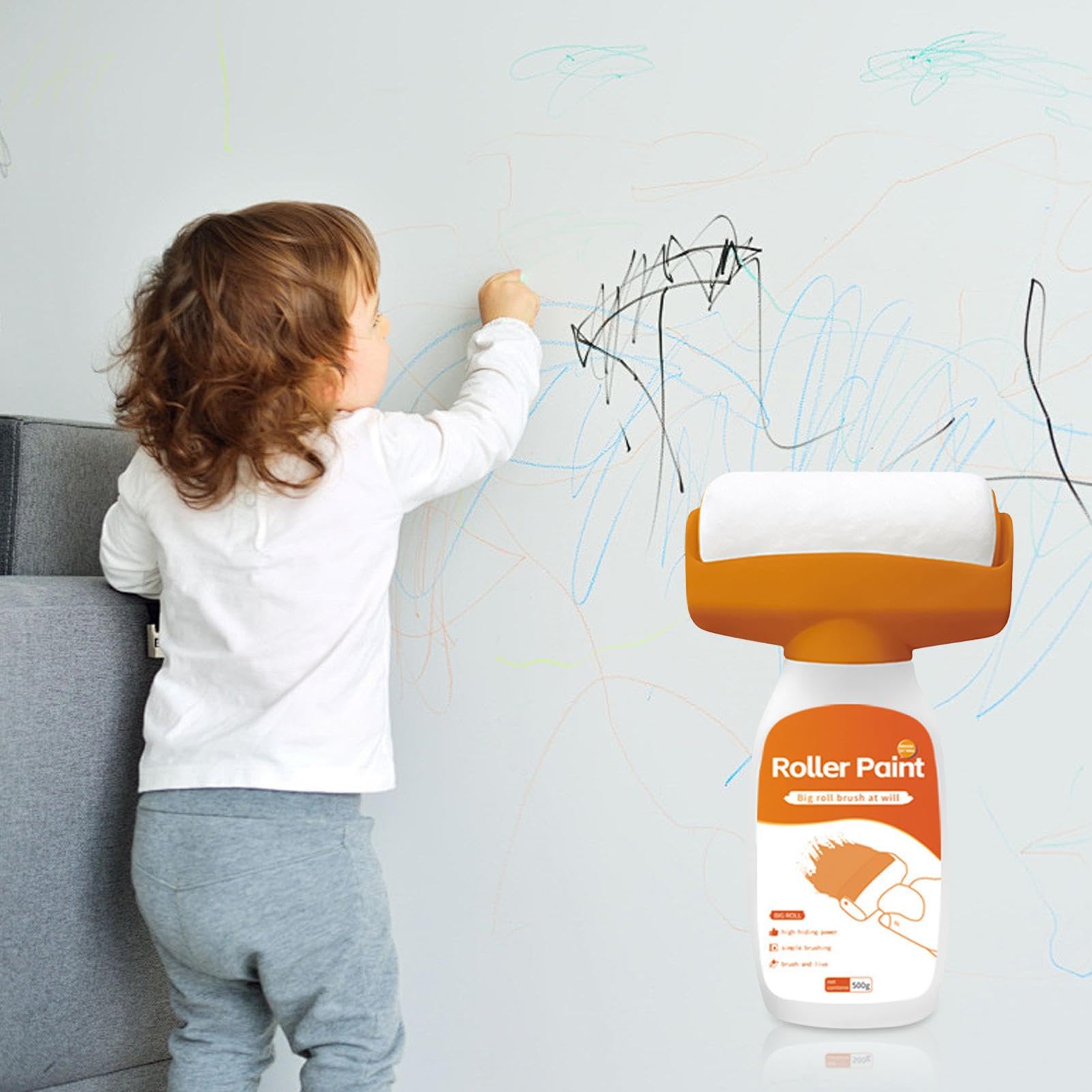 Wandfarbe Ausbessern Set - Weiße Reparaturfarbe Mit Rolle & Handschuhen - 500g Für Schnelle Renovierung