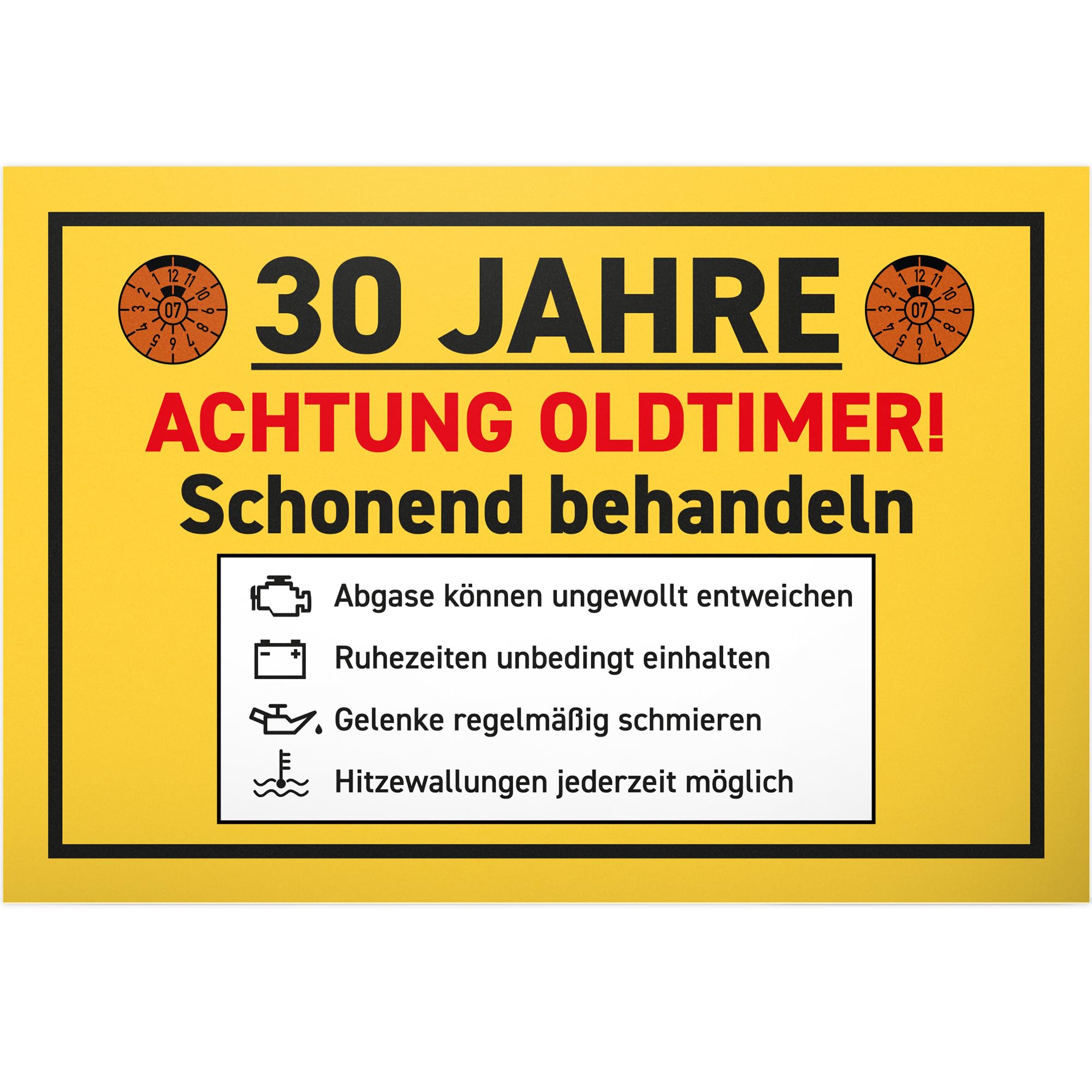 DankeDir! 30 Jahre Oldtimer schonend behandeln - Schild 30 x 20 cm - Männer & Frauen Geschenk Geburtstagsgeschenk 30. Geburtstag - Geburtstagsdeko Geburtstagskarte Geschenkidee Partydeko 30er