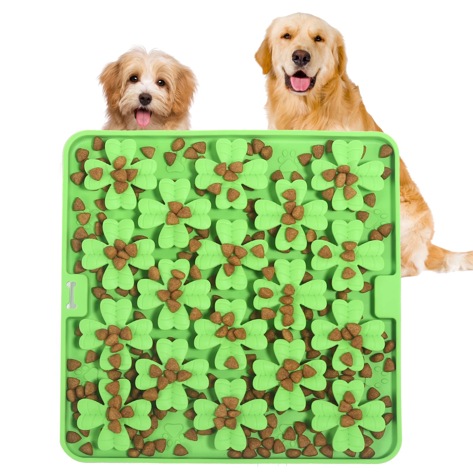 VOOWO Snuffle Mat for Dogs, Silicone Snuffle Mat Lick Mat for Dogs, Slow Feeder Dog Bowl, Dog Lick Mat, Dog Feeding Mat Slow Feeder Sniff Mat with Suction Cup for Small Medium Dogs and Cats (Green)