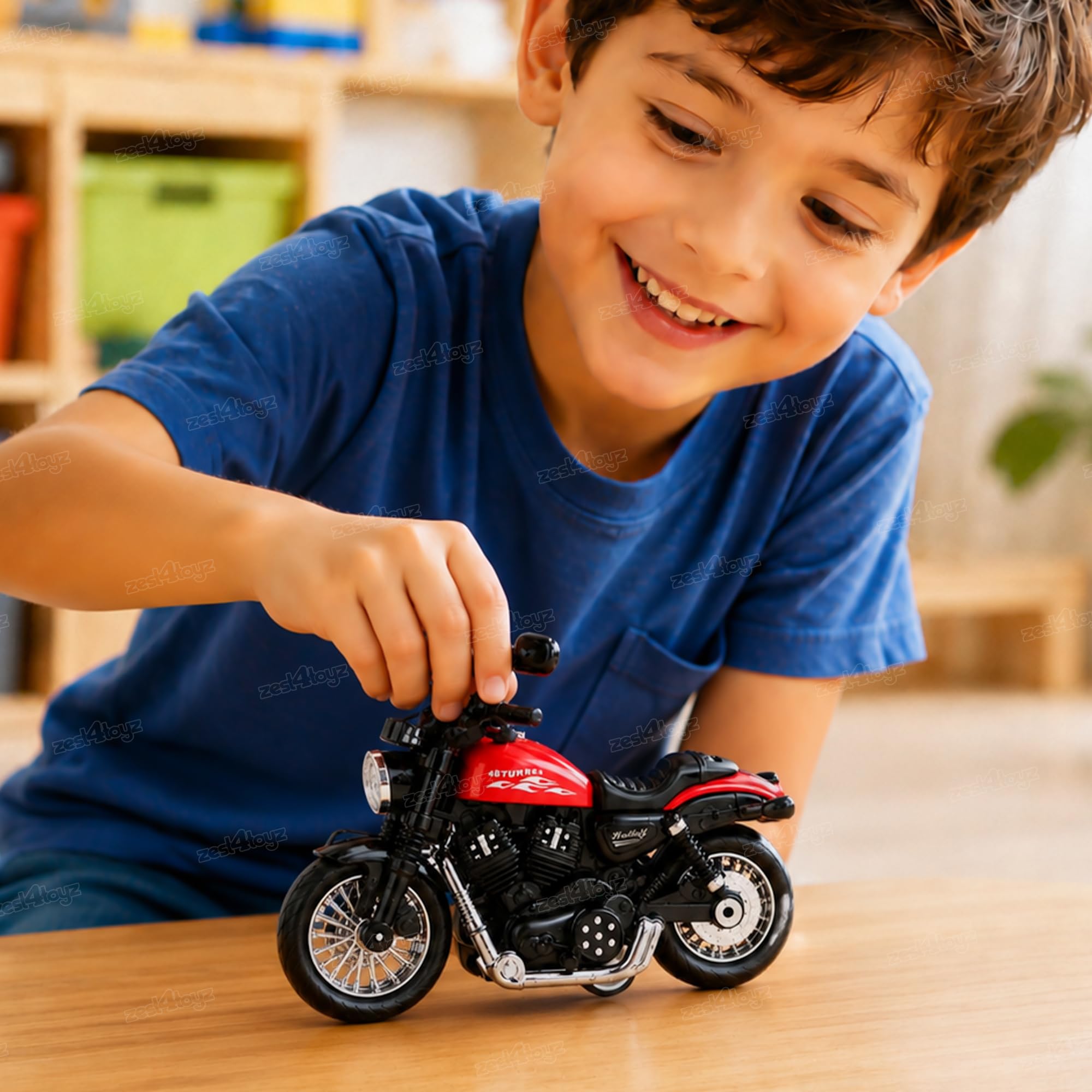 Zest 4 Toyz Bike Toy for Kids Toy Motorcycle Bike 1:14 Miniature Collectible Pull Back Action Realistic Design Bikes for Adults and Kids 6-12 Years - (Random Design) Pack of 1 2
