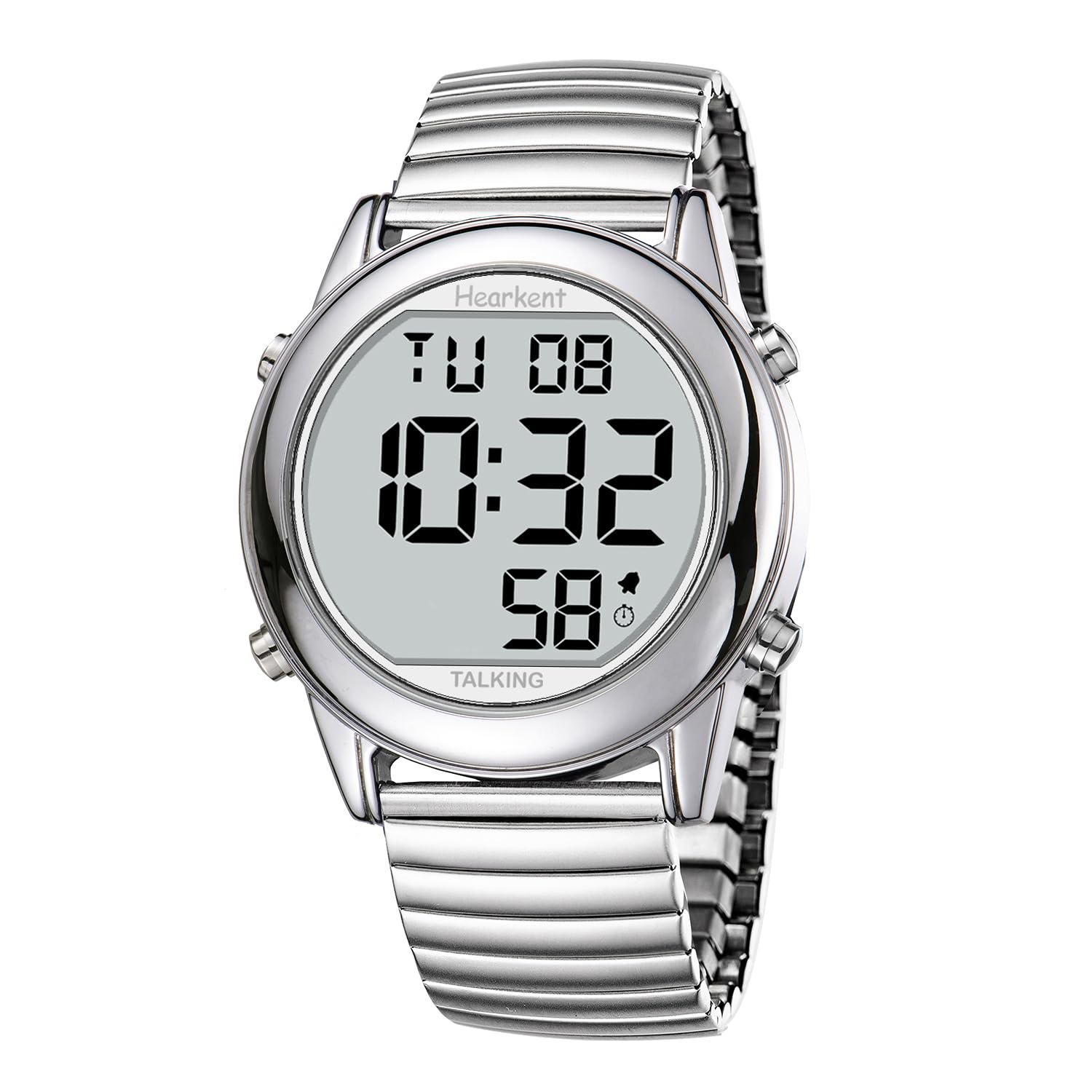 Orologio parlante atomico, orologio da polso semplice e moderno per anziani, facile da leggere per non vedenti con disabilità visive, orologio con display digitale per un orario preciso