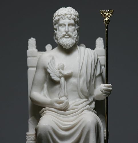 Estatua de alabastro griego de Zeus Júpiter del rey de los dioses, decoración de 10.6 pulgadas