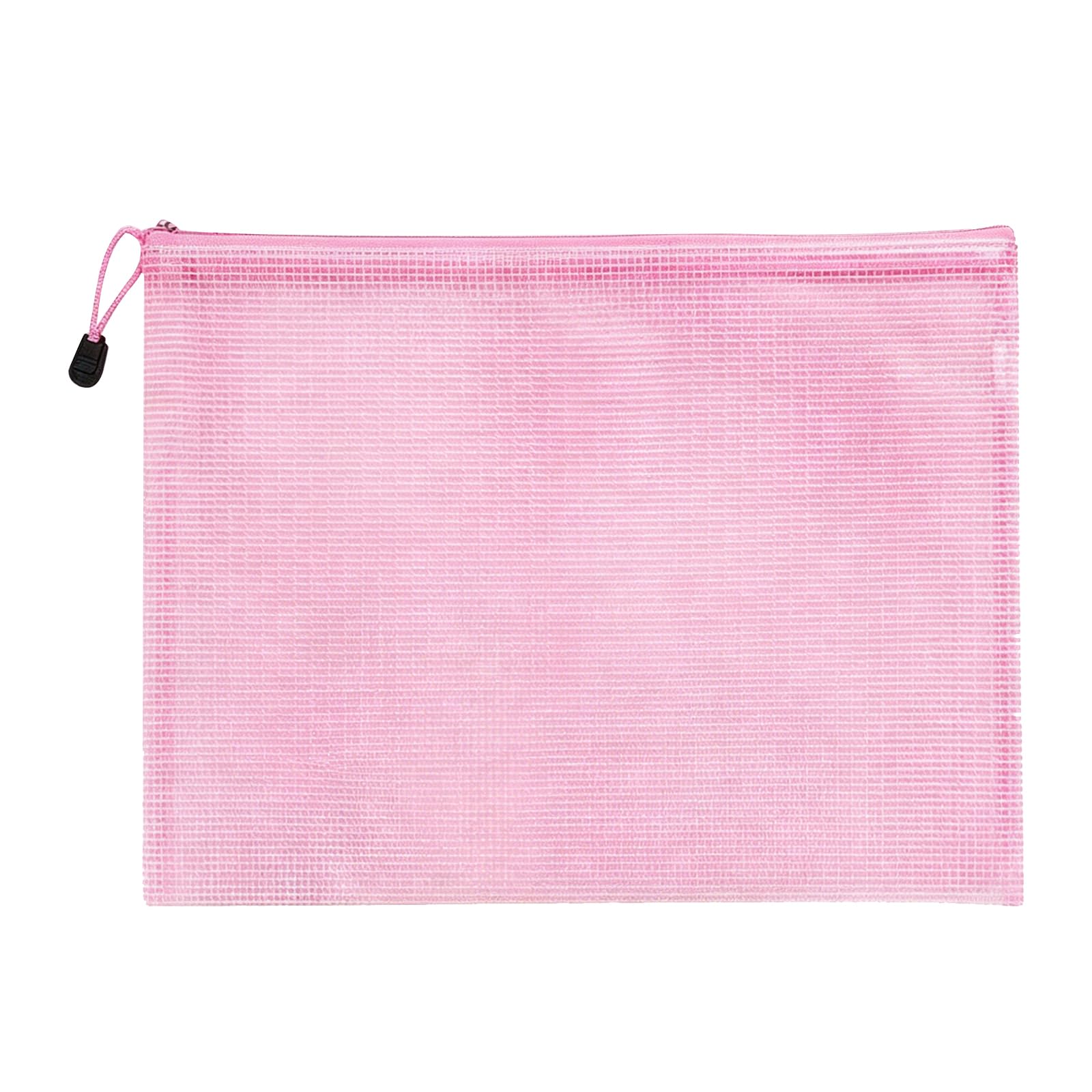 Unifizz Plastic Wallets Bill File Folder Document Mesh Zipper Bags Waterproof Zip Wallet Bag Office Stationery Storage Pouch Pink
