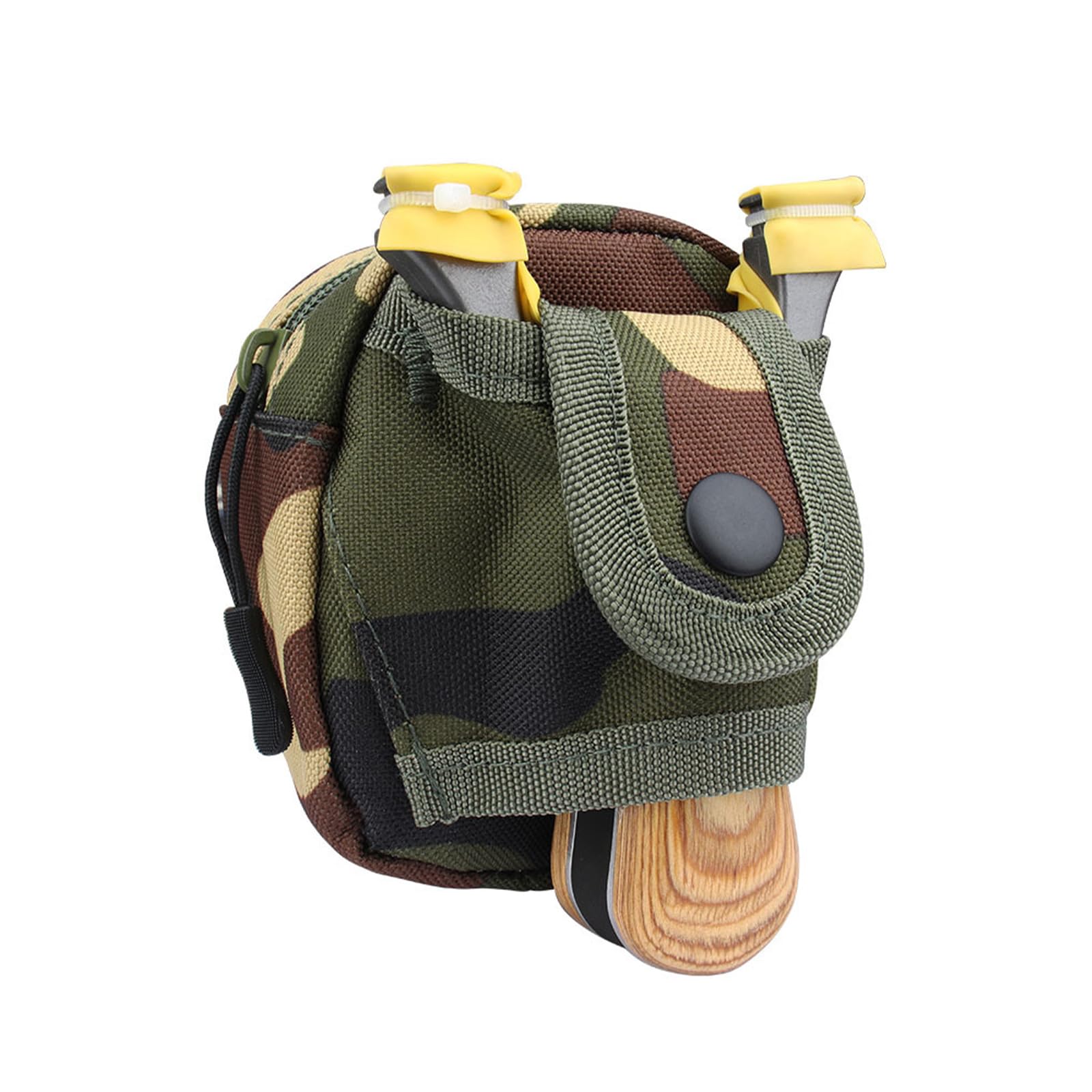 Hodeffior Slingshot Pouch Portable Steel Balls Storage Bag Utility Gadget Gear Pack Buckle Zipper Waist Bag for Camping Jungle Camouflage
