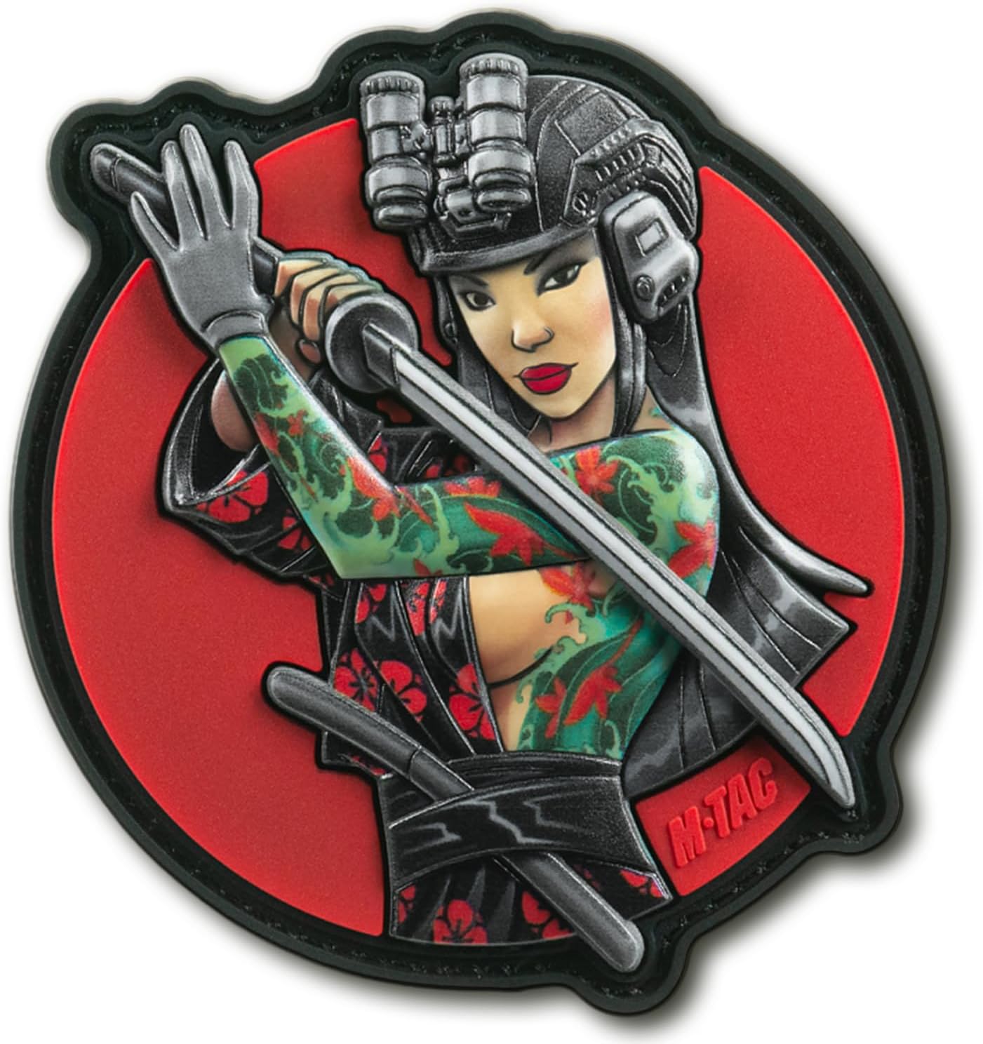 M-Tac Morale Patch Tactical Girl - PVC Tactical Military Patch with Hook Fastener Backing - Patches for Vest, Backpacks, Hats (Tattoo 4) (Fountain Turquoise)