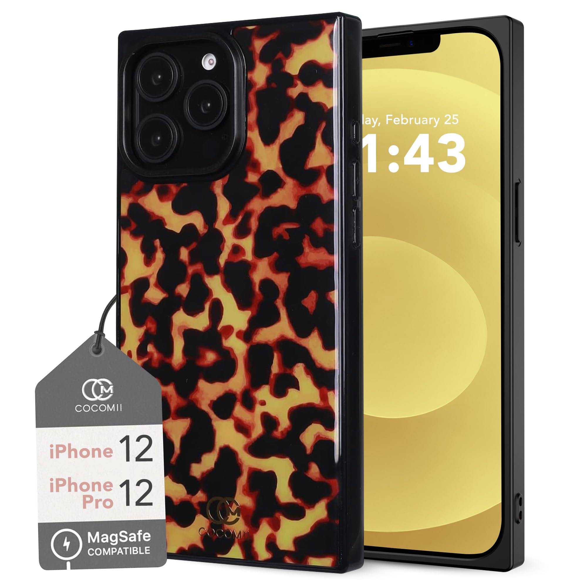 Coque iPhone 12 Pro MagSafe chic imprimé écaille de tortue noir ambre - 7
