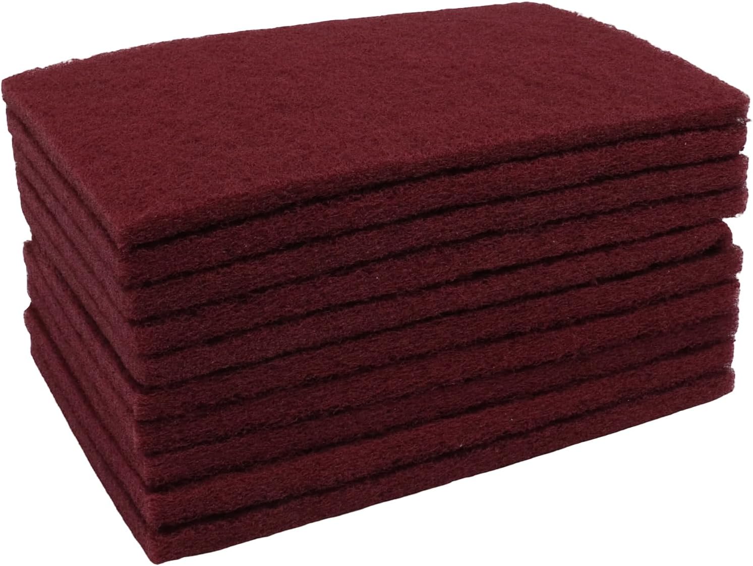 10 Pack Premium Scuff Pads (7447&7448), Maroon General Purpose Scuff Pads Ultra Fine Pads, Scouring Sanding Paint Primer Prep Adhesion Scratch for Surface Preparation/Autobody 6"x9"