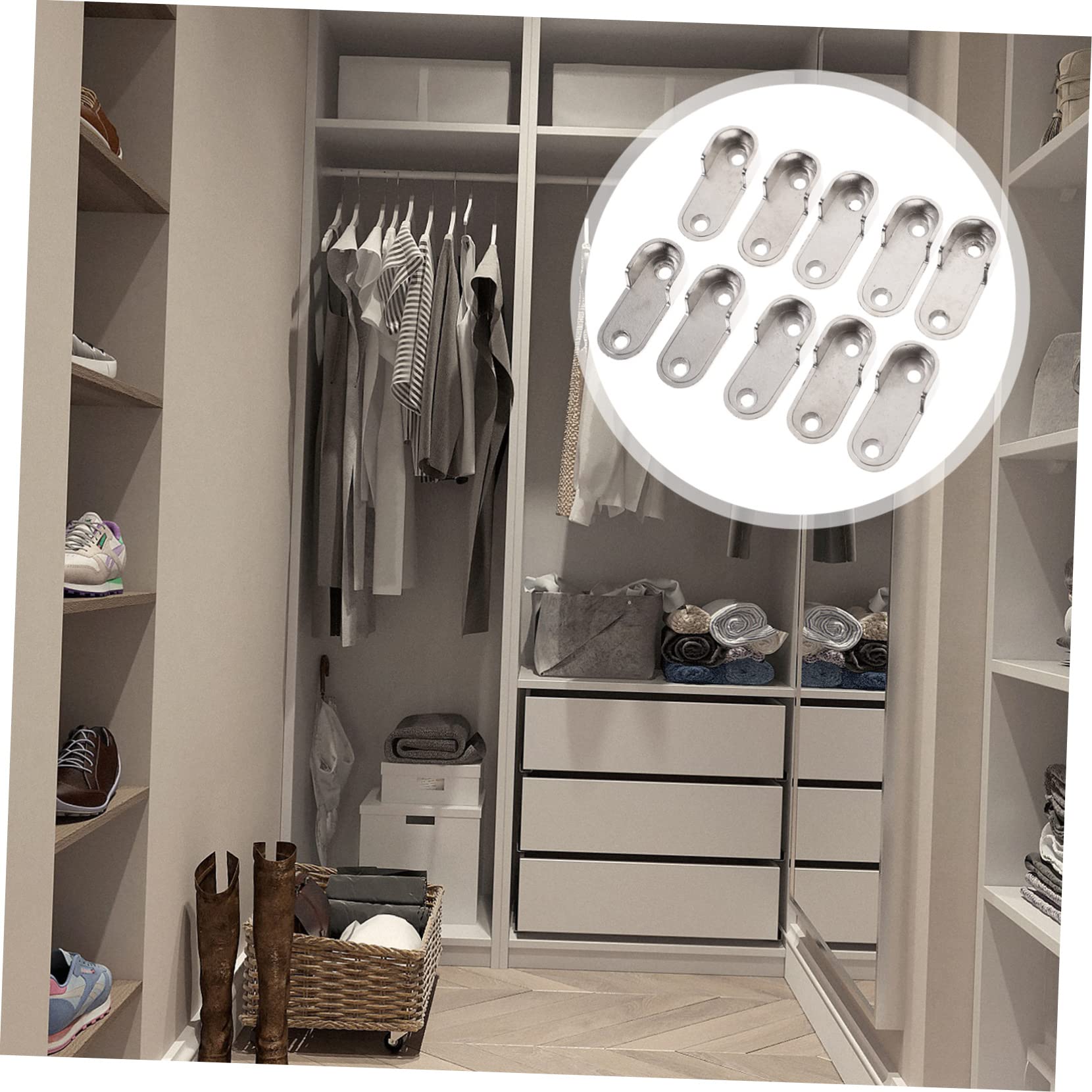 MUCKLILY 10pcs Heavy Duty Closet Rod Holders Brackets for Wardrobes Shower Rods and Curtains Easy Wall Mount Installation for Bathrooms and Bedrooms