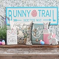 Vista 2 de DFXSZ Fundas de almohada de Pascua de 18 x 18 pulgadas, juego de 4 fundas de almohada de poliéster con diseño de hojas de eucalipto de conejo