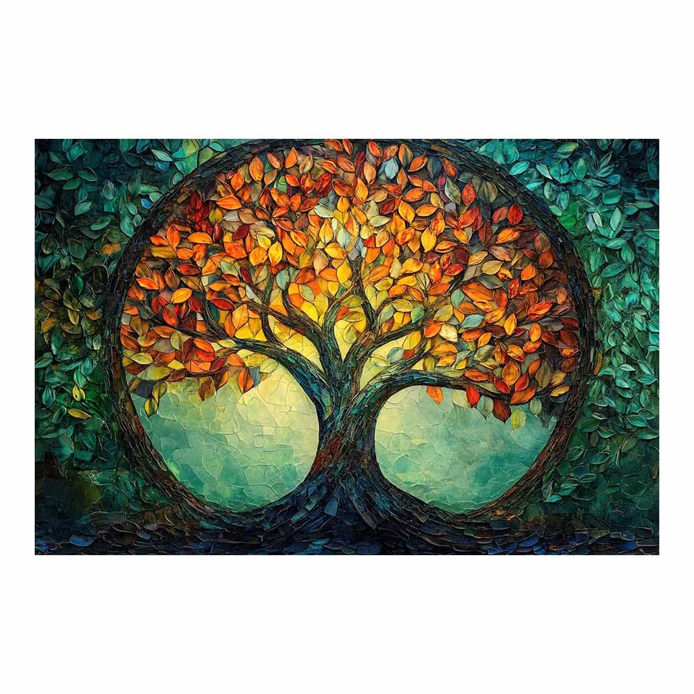 ZAMAEIU Tree of life wall decor Puzzle trees interlock On Canvas Prints Poster Pictures for Living Room Bedroom Home Office Wall Decoration(multicolored)-80x120cm Unframed