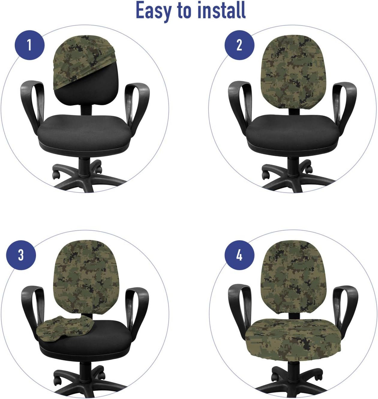 Ambesonne Camouflage Office Chair Slipcover, Digital Pixel Design Repeating Camo Pattern, Protective Stretch Decorative Fabric Cover, Army Green Dark Taupe