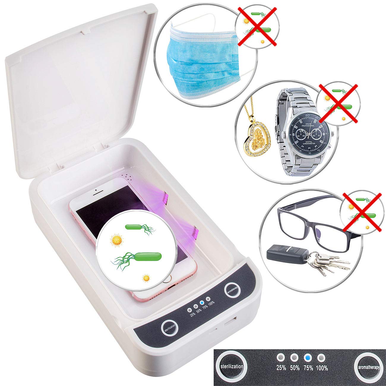 Somikon UV-Sterilisator: 2er-Set UV-Desinfektions-Boxen für Smartphone, Brille, Schlüssel usw. (Sterilisator Desinfektionbox, Desinfektionsbox, NAS)