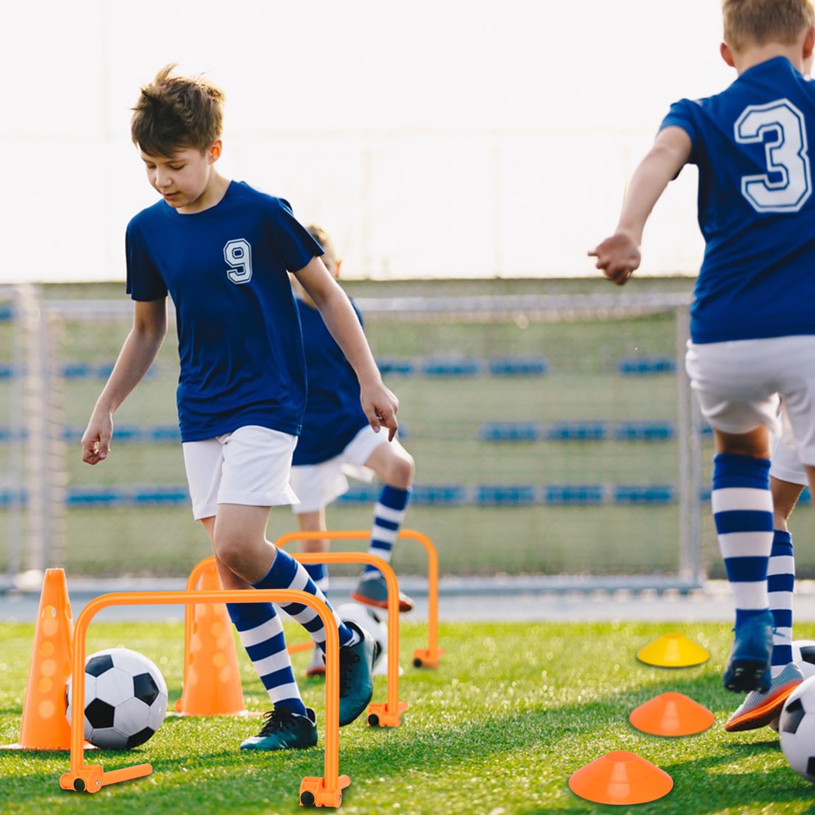 BOOSTEADY Kit de Vallas Entrenamiento Futbol: Conos Entrenamiento Kit Entrenamiento Futbol Ajustables para Entreno Futbol, Conos Futbol Vallas Entrenamiento con 6 Vallas, 12 Conos y Bolsa