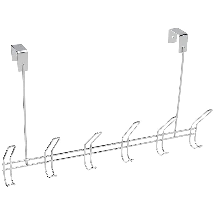 iDesign Classico steel 12-hook over-the-door storage rack in chrome