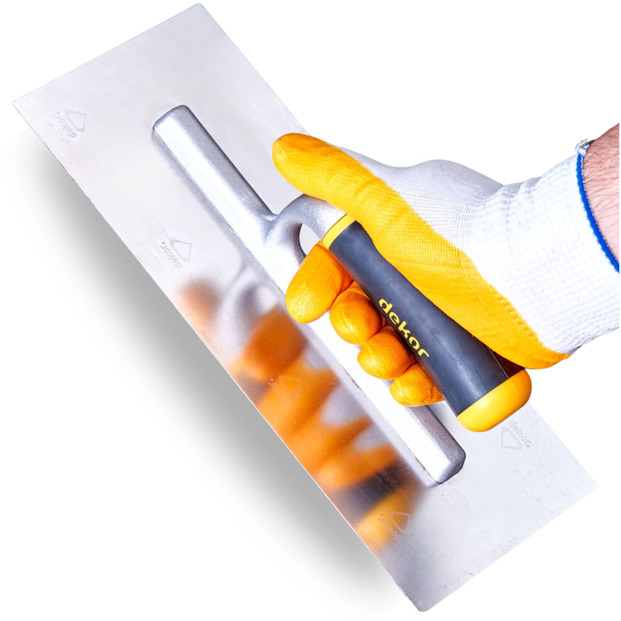 DEKOR Plaster Trowel - 12" x 4.63" - German Stainless Steel - Concrete Tools, Masonry Tools and Drywall Trowel - Made in Europe - Commercial and DIY Level (Aluminium Handle)