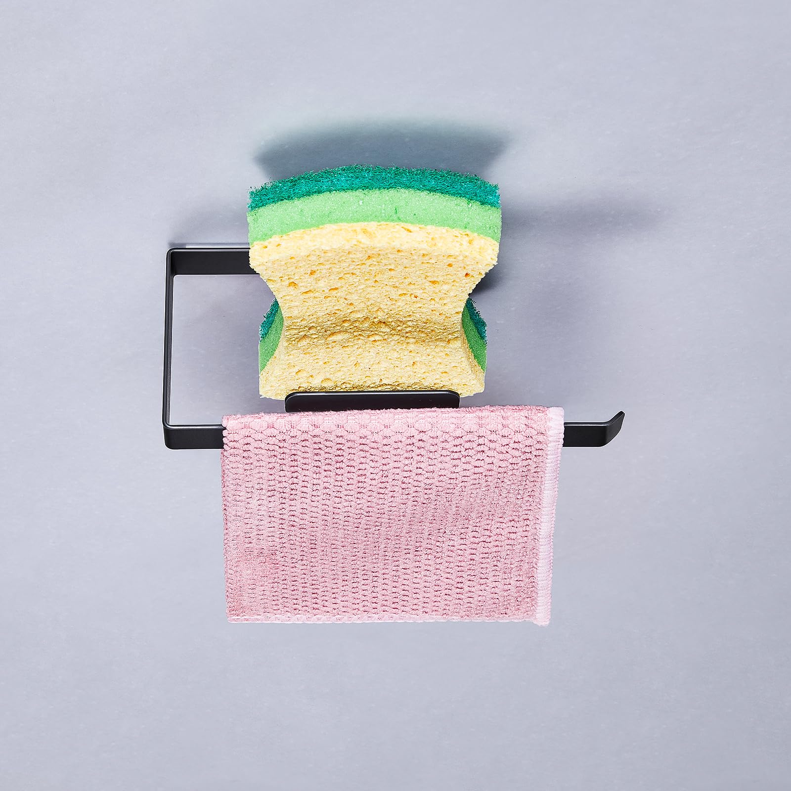Schwammhalter Küche, Schwammhalter Spültuchhalter Für Spülbecken, Spülschwammhalter Spüllappenhalter, Selbstklebend Lappenhalter Ohne Bohren, Spülbecken Organizer Schwammablage (Schwarz)