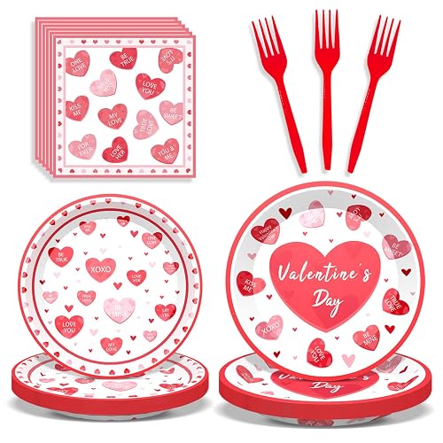 Valentine's Day Plates and Napkins Red Pink XOXO Party Decorations