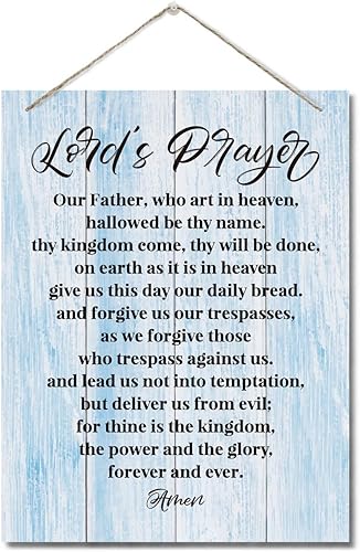 Letreros artísticos de madera inspiradores, letrero de pared con oración del Señor, placa de pared impresa colgante, decoración del hogar, Our