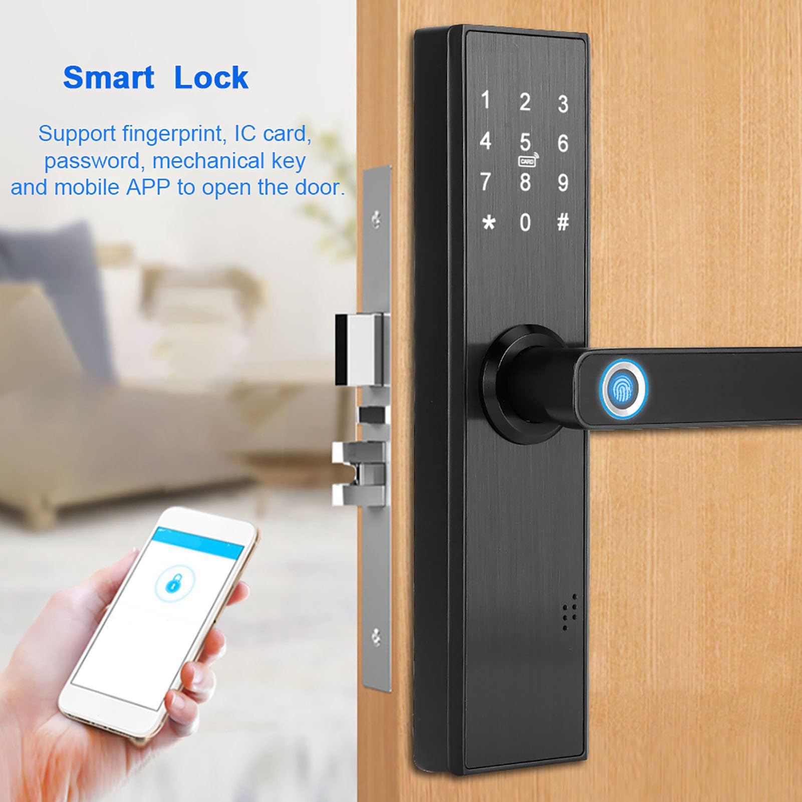 Tonysa Fingerprint Smart Door Lock with WiFi Access | Stop cynku, Wiele trybów odblokowania, Pilot zdalnego sterowania, Zasilanie awaryjne USB, Nadaje się do użytku w