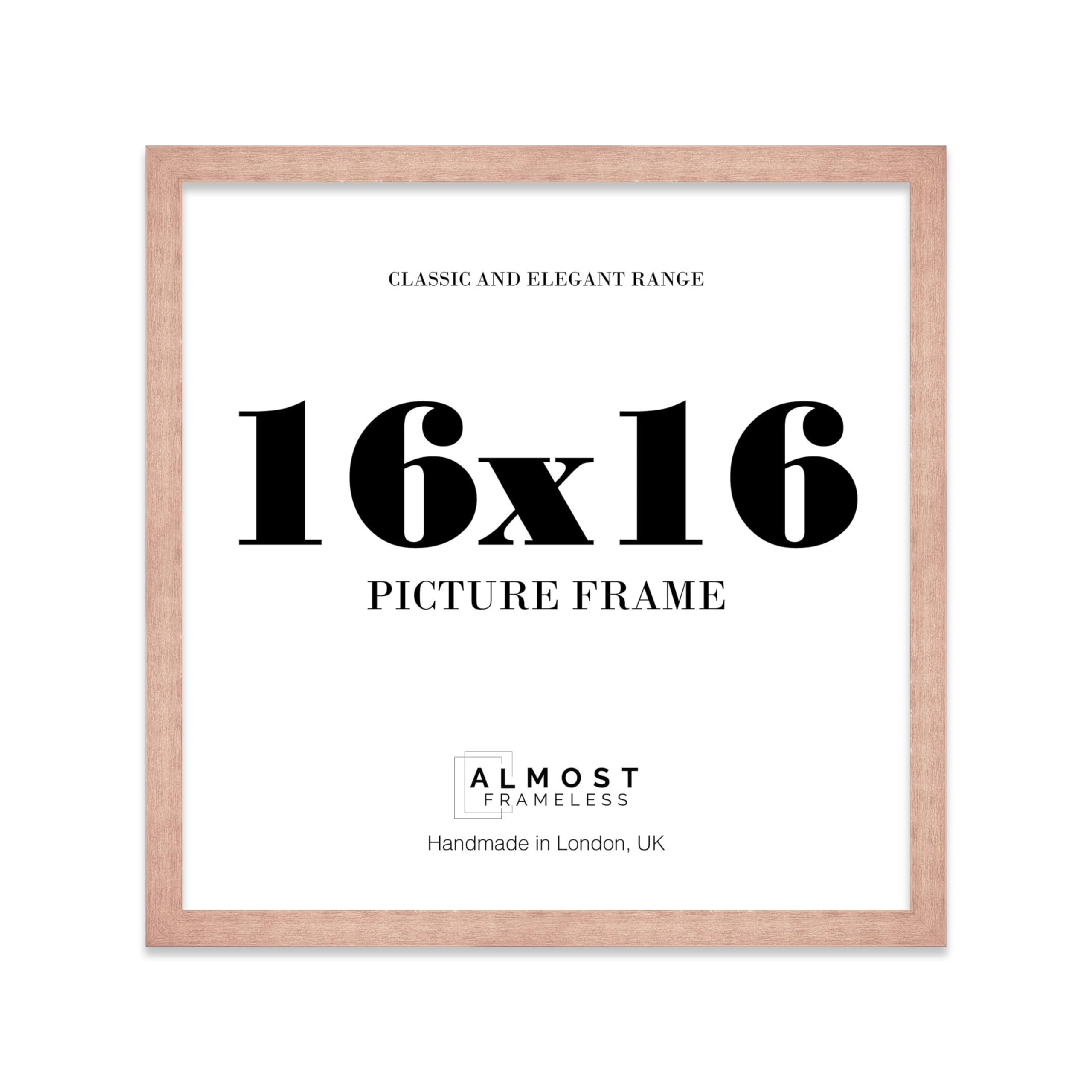 Almost Frameless 16x16 Copper Picture Frame 16"x16"(40.6x40.6cm) Poster, Photo, Artwork, or Print. Thin Edge Slim Frame Portrait and Landscape Display with Wall Hooks