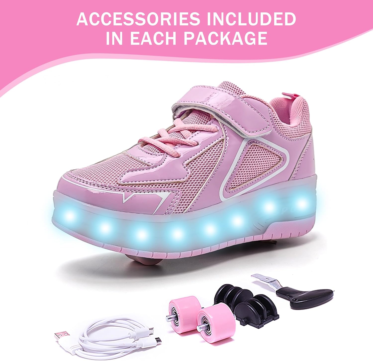 Umerigo Fashion Roller Skate Shoes for Boys Girls Kids Retractable Wheelies Skate Sneakers with Wheels Rolling Skating Shoes