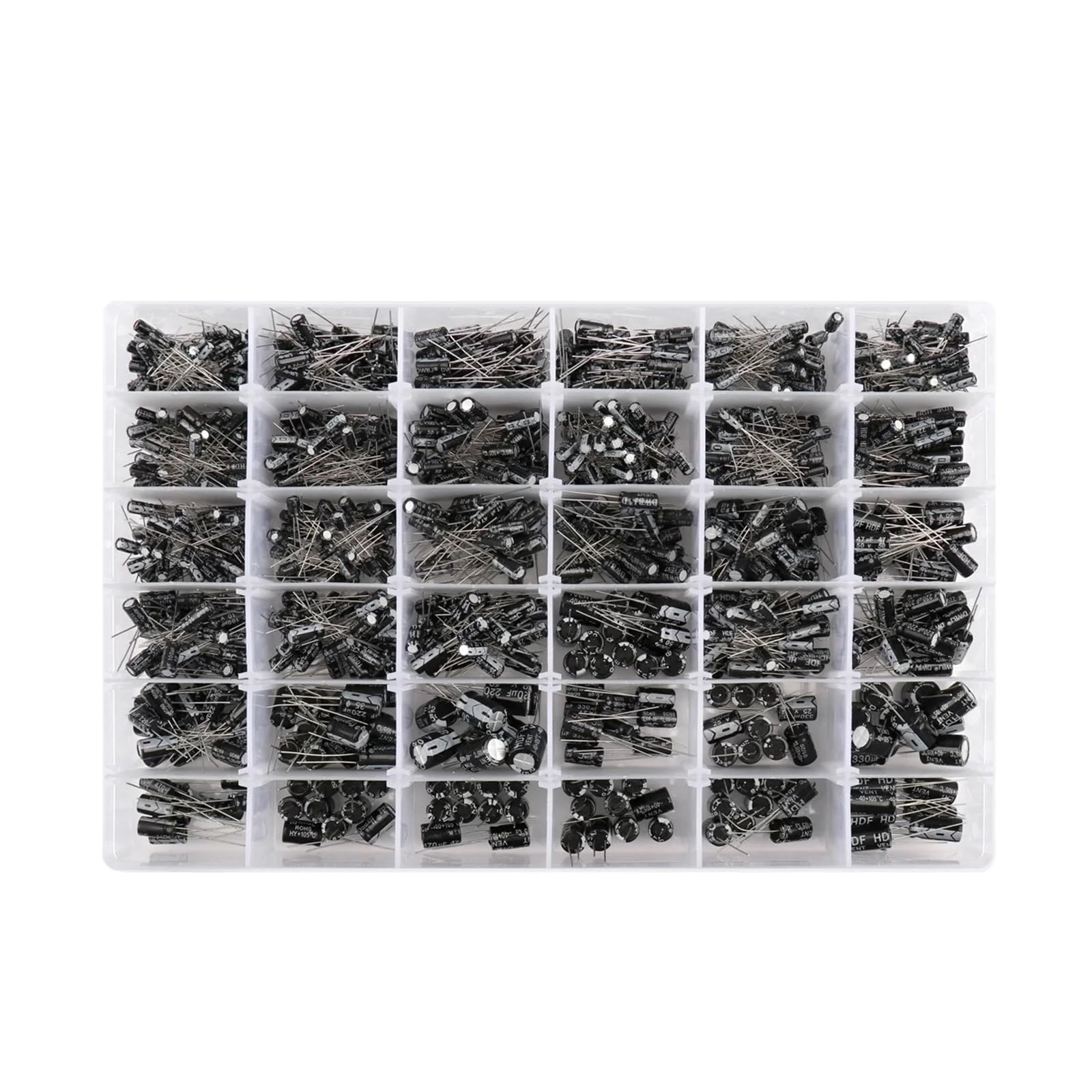 10 kit de condensadores electrolíticos de aluminio 16V-50V 0,1 uF-1000uF banco de condensadores 100UF 220UF 470UF 680UF