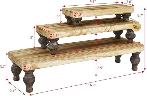 Miniatura 2 de Ikee Design Juego de 3 piezas de soporte elevador de madera, soporte elevador de exhibición de postres de magdalenas, soporte para monitor, soporte