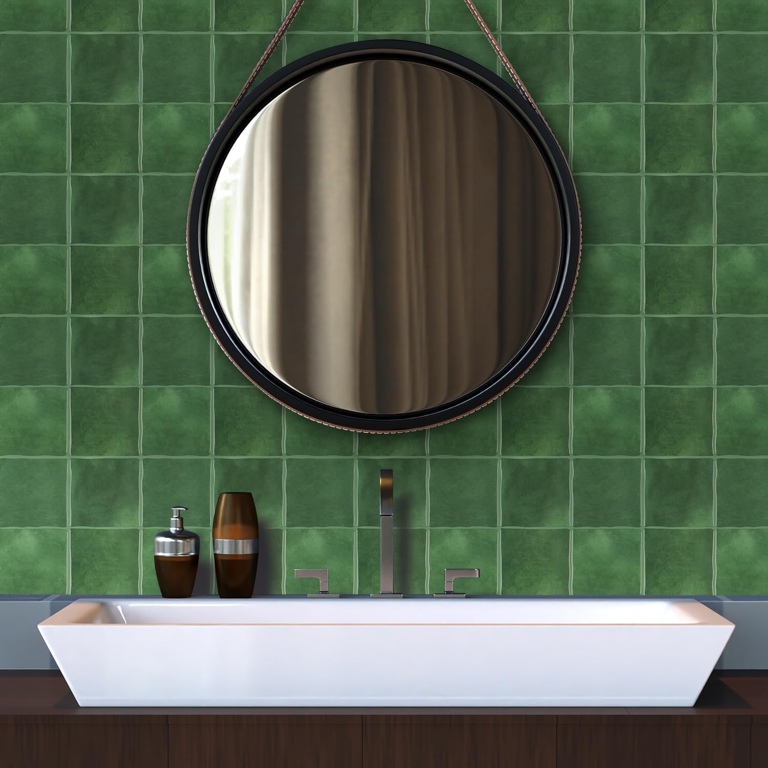 Peel and Stick Backsplash – Wall Tile for Kitchen Backsplash 9"x9" Self-Adhesive Tile Backsplash for Bathroom 3D Wall Stickers (4 Sheets, Green)
