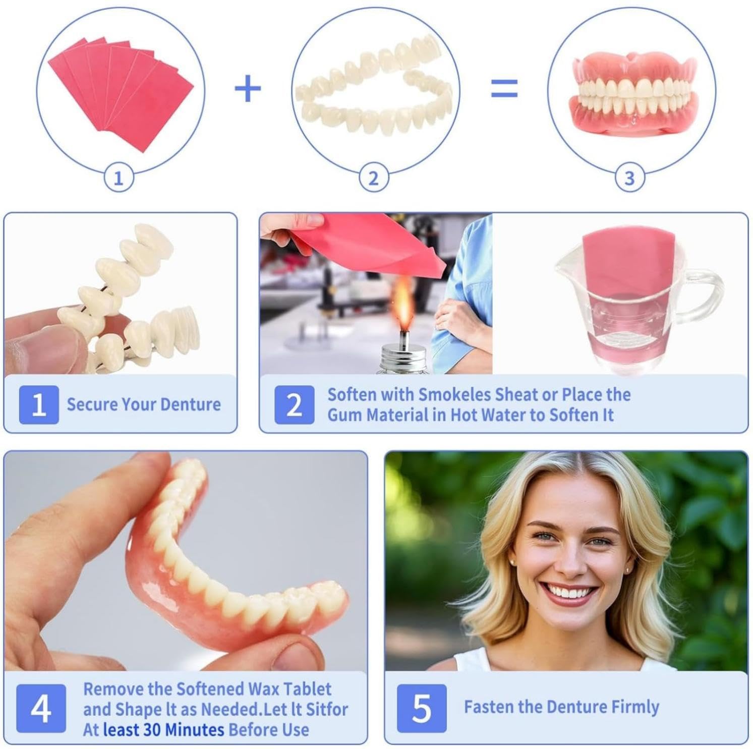 Kit de dentier à faire soi-même – Faux dents supérieures et inférieures