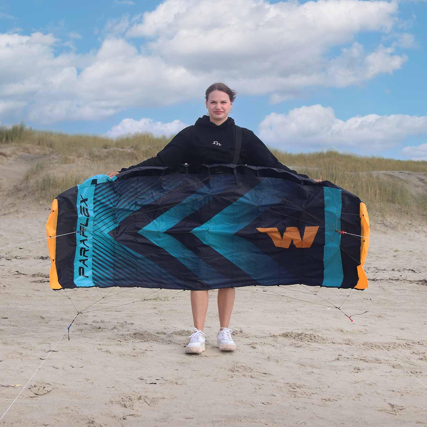 Wolkenstürmer Paraflex Trainer - Alfombra de dirección 3L 2.3 (Turquesa) - Cometa 230 cm con Barra de Entrenamiento